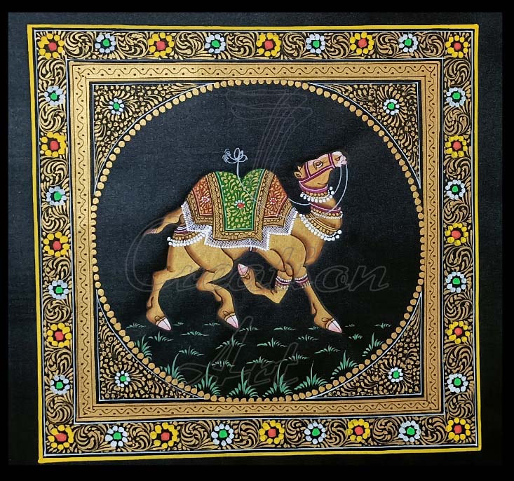 Miniature Painting of camel on silk cloth